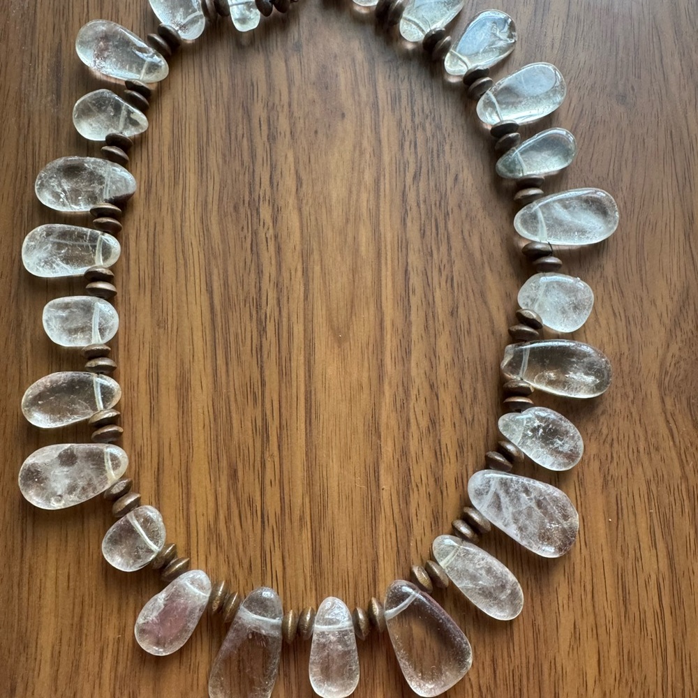 Elegant Clear Stone Necklace with Brown Accents